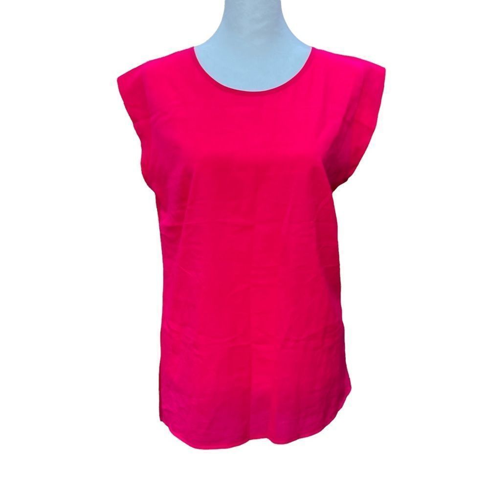French Connection Fuchsia Silk Sleeveless Blouse Size L